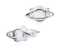 Saturn Shaped Silver Ear Stud STS-4121